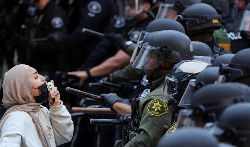  Police Respond as Protesters Occupy Building at University of California, Irvine