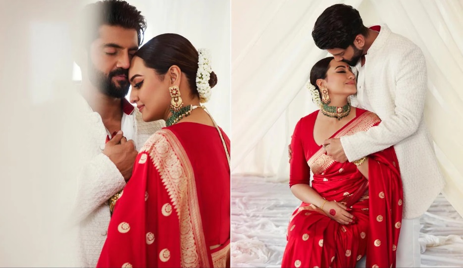 Sonakshi Sinha dropped pictures of her wedding reception day with Zaheer Iqbal, where she looked every bit the traditional Indian bride