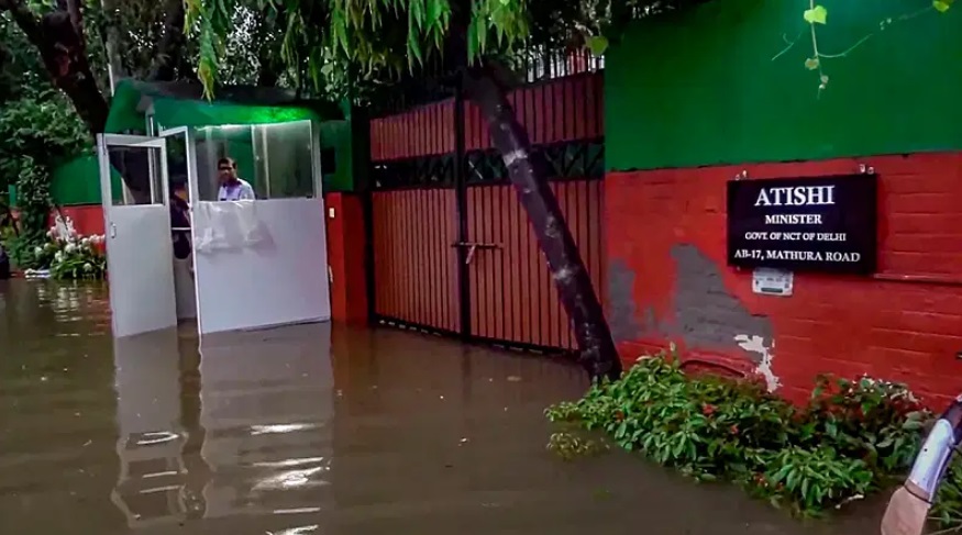 Delhi Minister Atishi's Bungalow, Lane Outside Flooded In Record June Rain