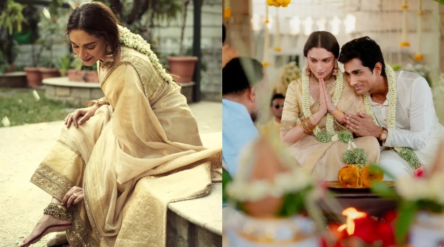 Aditi Rao Hydari and Siddharth Wed in Sabyasachi Attire at 400-Year-Old Wanaparthy Temple